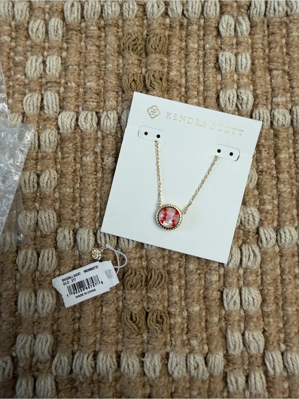Kendra Scott Gold Necklace with Pink and Red Stone
